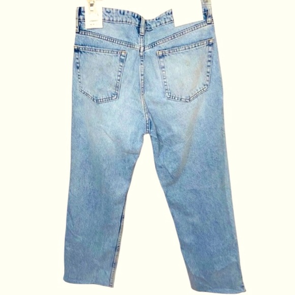 ZARA High RISE Cropped Straight Fit Raw Hem 5-Pocket Women’s Jeans Sz 40 (US 8) - Picture 3 of 11